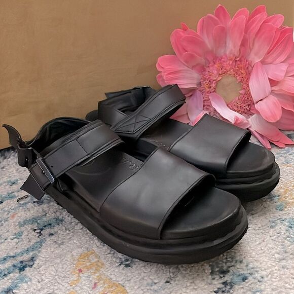 Dr. Martens Voss Ankle Strap Sandals Black Leather Size 9 - Picture 1 of 10
